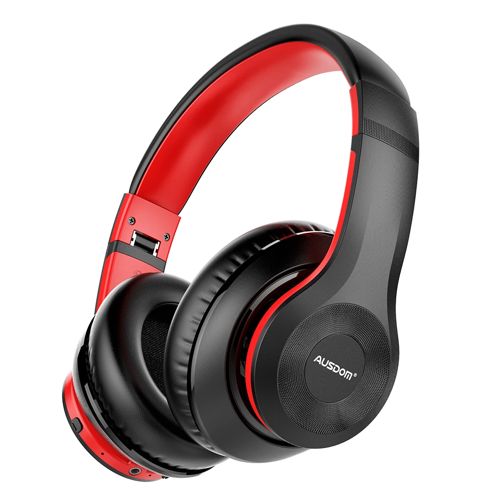 Red Black.. AUSDOM, новинка, ANC10 V5.0, беспроводные Bluetooth наушники, складные, активные, с шумоподавлением, беспроводные наушники, гарнитура с микрофоном для телефона - Color: Red Black..