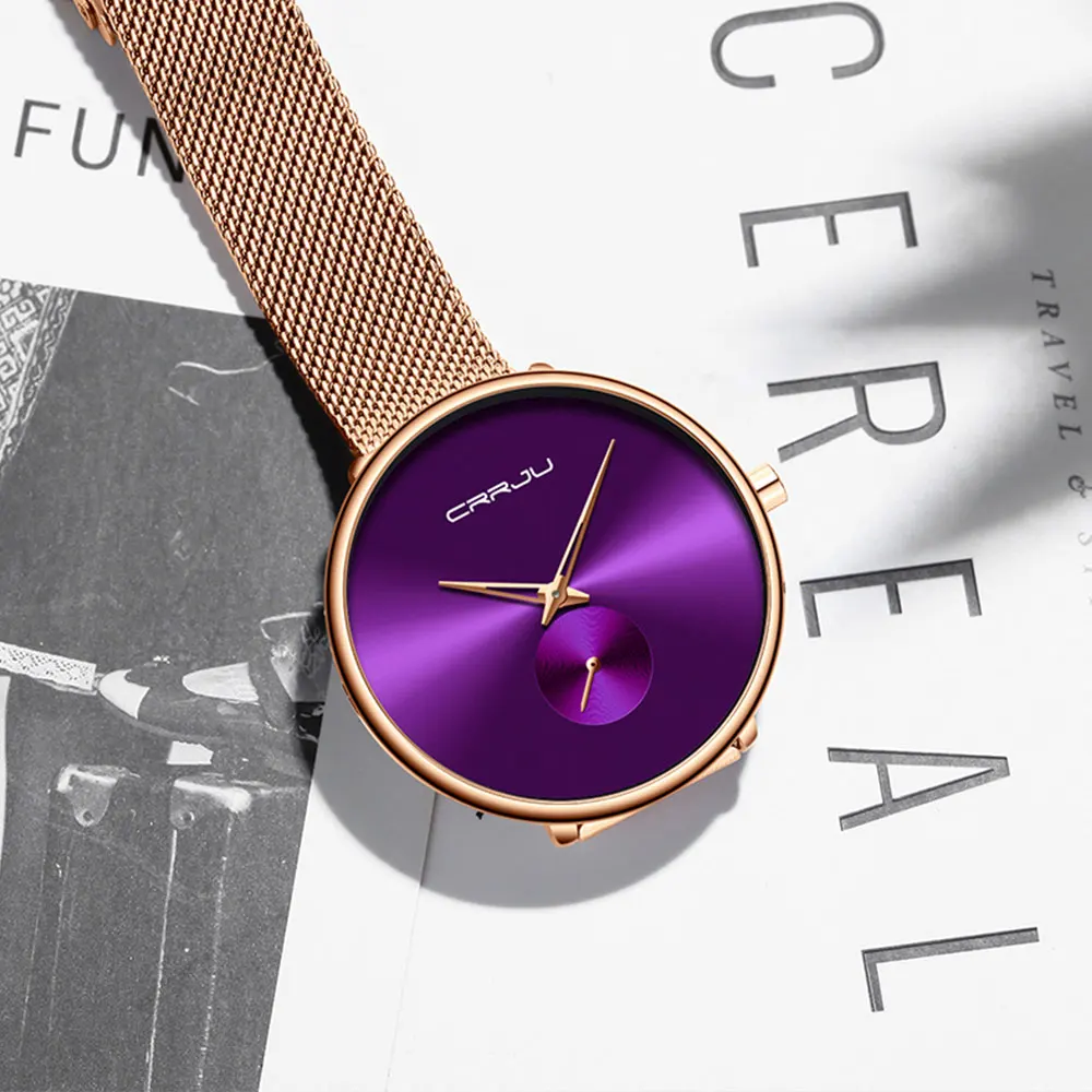Часы для влюбленных CRRJU Топ люксовый бренд нержавеющая сталь водонепроницаемые часы для мужчин и женщин модные повседневные наручные часы набор для продажи