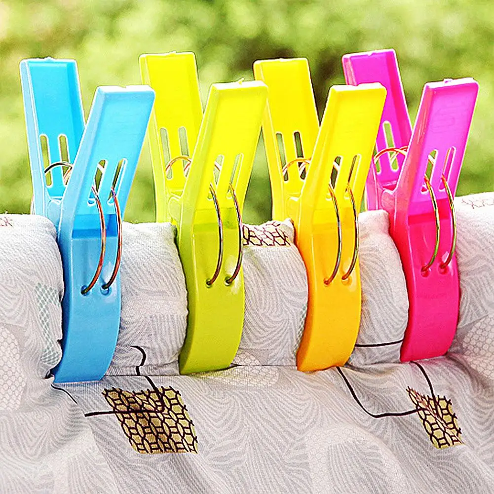 8Pcs Large Plastic Clothes Quilt Bed Sheet Clips Beach Towel Pegs