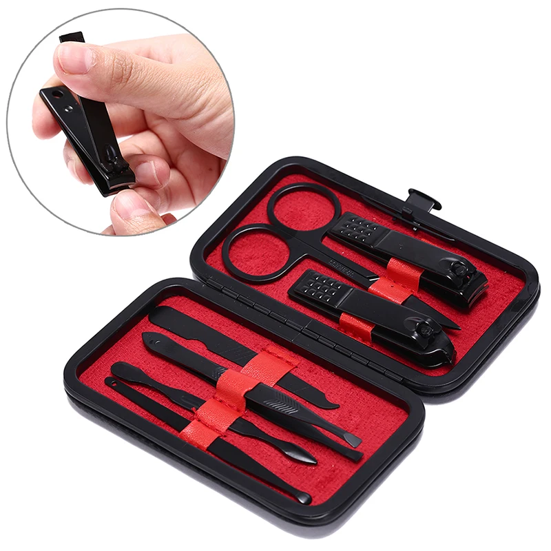7pcs/set Stainless Steel Nail Clipper Kit Professional Pedicure Scissors Tweezer Knife Ear Pick Manicure Set Nail Art Tools