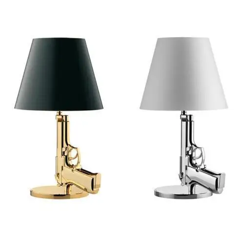 

Modern Philippe Starck Design Bedside table lamp Gun pistol shade Desk lamp gold silver plated