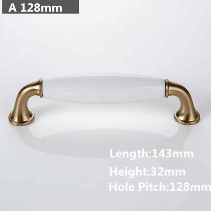 128mm A handle 96 128 мм современная простая модная Белый Керамический кухонный шкаф винный шкаф ручка бронзовая комод подставка под телевизор ванная комната ручка шкафа - Цвет: 128mm A handle