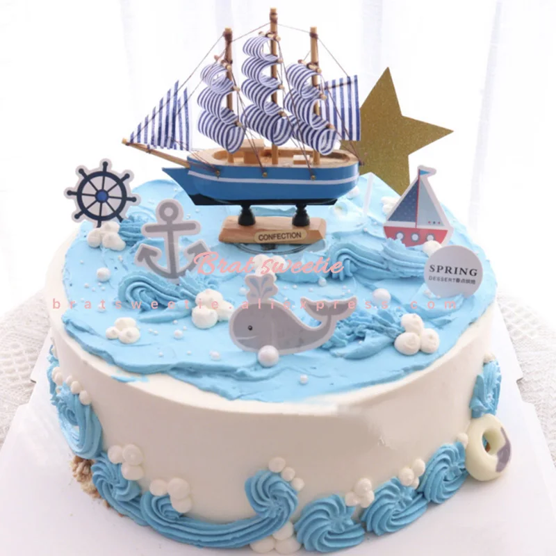 24pcs Set Nautikboot Anker Cupcake wählt Kuchen Topper Party Kuchen