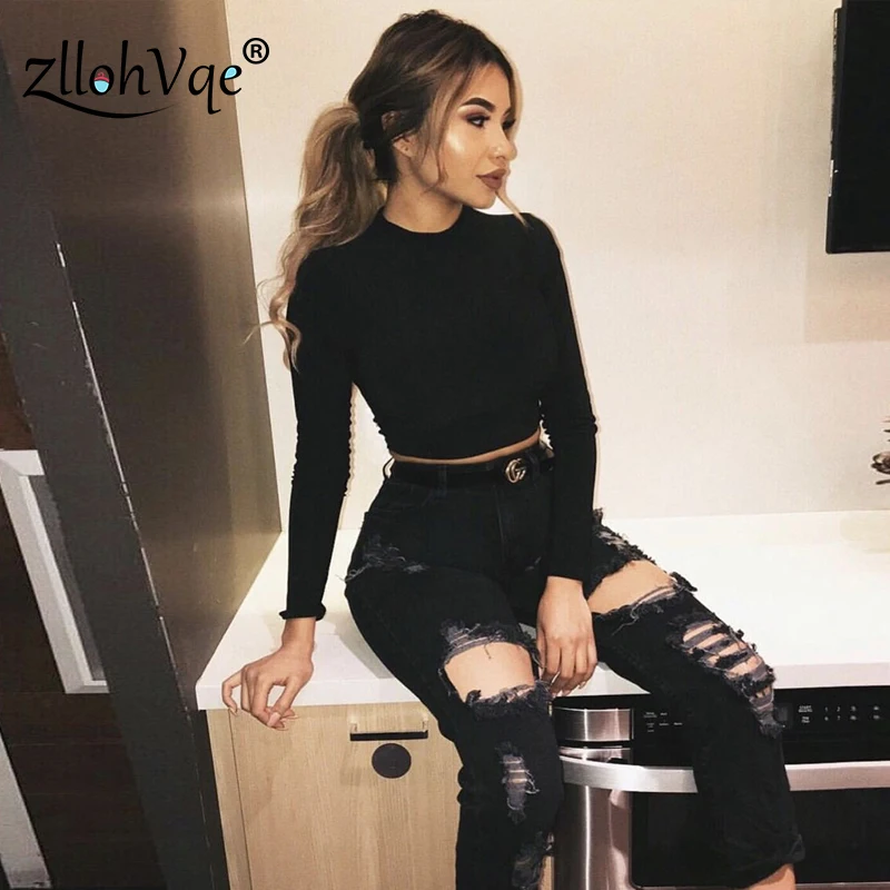 Zllohvqe Long Sleeve Turtleneck Pure Color Women Top Tunique Tight Top Streetwear