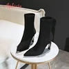 Aphixta Black Knitting Elastic Women Socks Boots Shoes Elegant Metal Thin High Heel Pointed Toe Ankle Boots for Women ► Photo 3/6