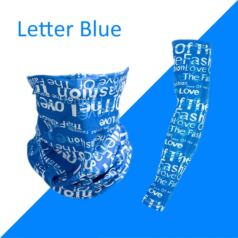 Letter-Blue-XL 1Set Summer Mouth Face Mask Ice Cool Sleeve Unisex Mask Letter Print Fashion Sleeve Mask Outdoor Sunshine Avoider Face Cover - Цвет: Letter-Blue-XL