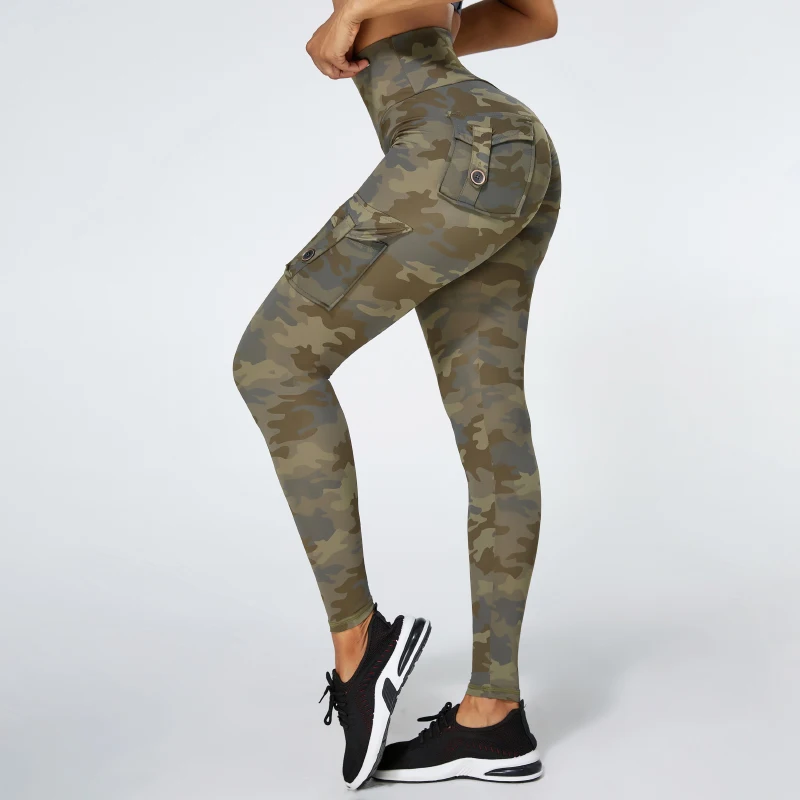Camouflage Yoga Pants Women Fitness Leggings Workout Sports With Pocket Sexy Push Up Gym Wear Elastic Slim Pants MITAOGIRL 2