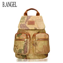 

Fashion Vintage Map Women’s Leather Backpack Leisure Travel Women's Backpack Multifunctional Large Capacity Women's Bag 2021