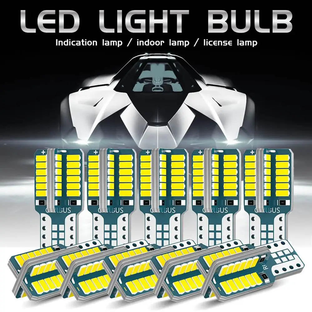 

T10 LED Car W5W LED Bulbs Canbus 48-SMD 168 194 6000K 12V White Car Interior Dome Map Light Clearance Light Non-polar