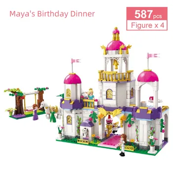 

587pcs/set Princess Castle Series Building Blocks Maya's Birthday Dinner Party Model Brick Sets DIY Toys for Children Kid's Gift