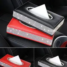 Дамские хрустальные стразы коробка для салфеток автомобиля из искусственной кожи с алмазным полотенцем коробка для хранения салфеток Противоскользящие коврики подкладка