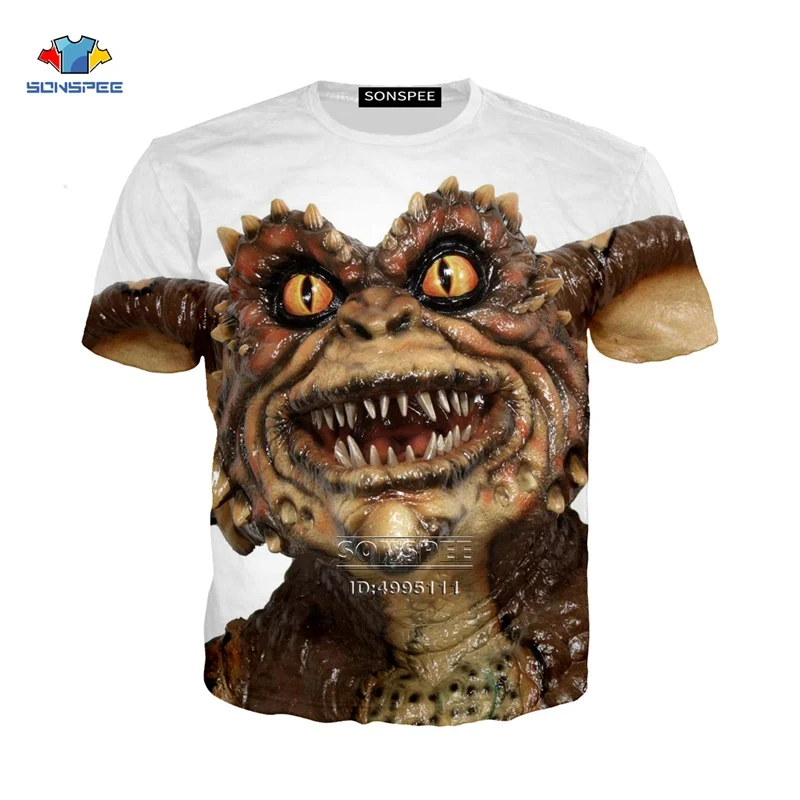 SONSPEE 3D Print Men Women Funny Movie Gremlins Monster Casual Harajuku T-shirt Summer Tshirt Youth Hip Hop Streetwear A1032