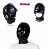 Erotic Accessories of Sexy Black Wetlook Pvc Latex Bondage Hood Mask for Men Women Couples Bdsm Adults Sex Games Blindfold Flirt 1
