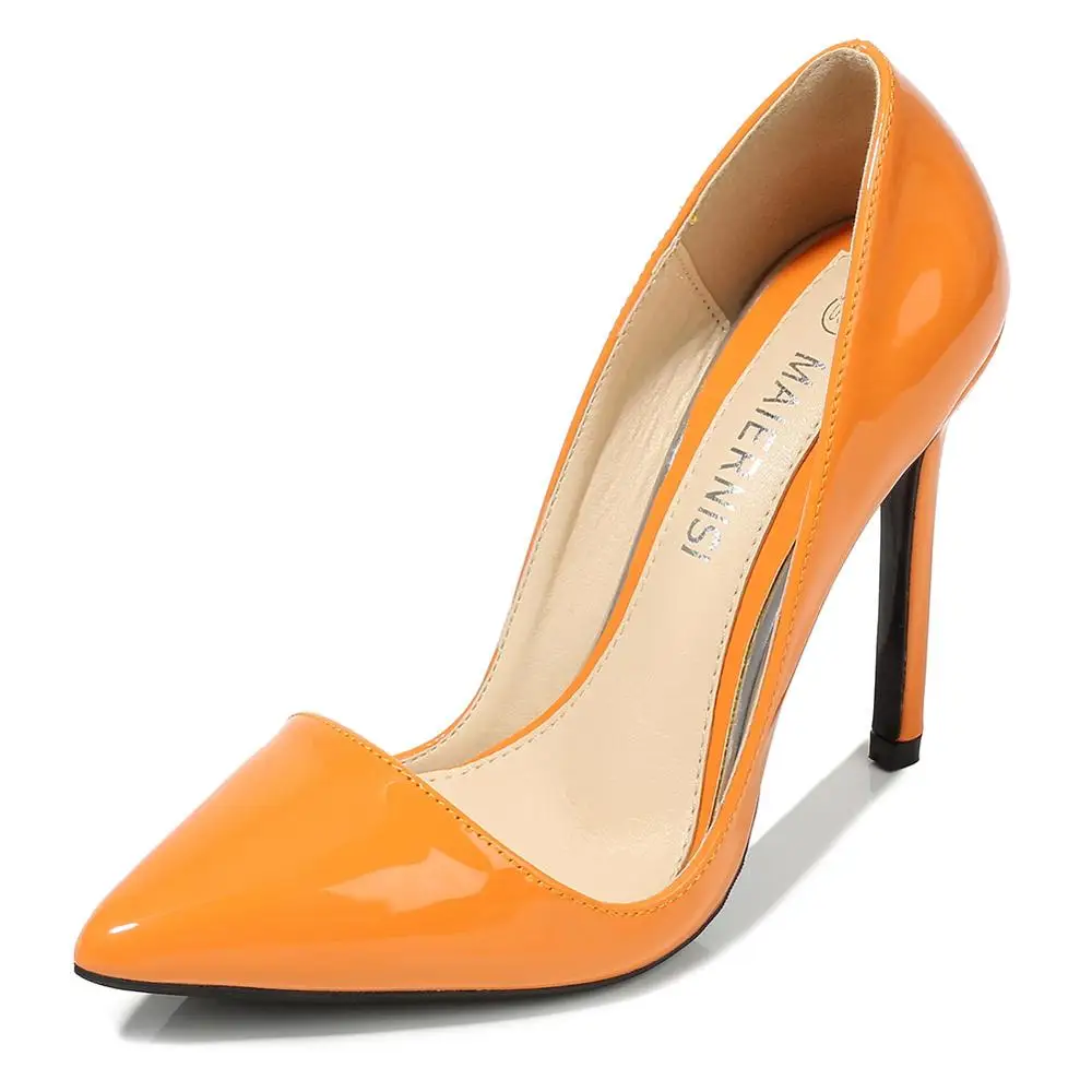 4.33in  Heel Height Sexy PU Pointed Toe Stiletto Heel Pumps Hingh Heels Party Shoes US Size 5-14 No.666-51