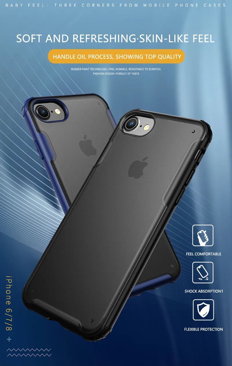Чехол для iPhone 6 6s 7 8 Plus X Xs Max XR защитный силиконовый чехол с жестким задним корпусом грязеотталкивающий противоударный плотный чехол