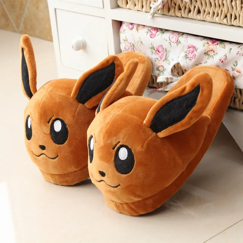 Новинка Женские зимние домашние теплые тапочки с героями мультфильма Pokemon Мягкие