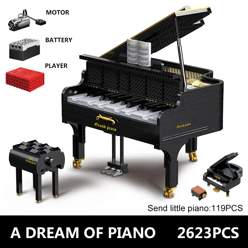 with motor MOC Technic серия Grand Piano Motor Keizer модель совместима с 16561 образования строительные блоки кирпичи детские игрушки Рождественский подарок - Цвет: with motor