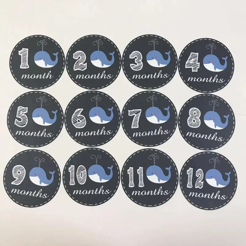 

Cartoon Animal Newborn Month Sticker Baby Infants Monthly Photo Props 090B