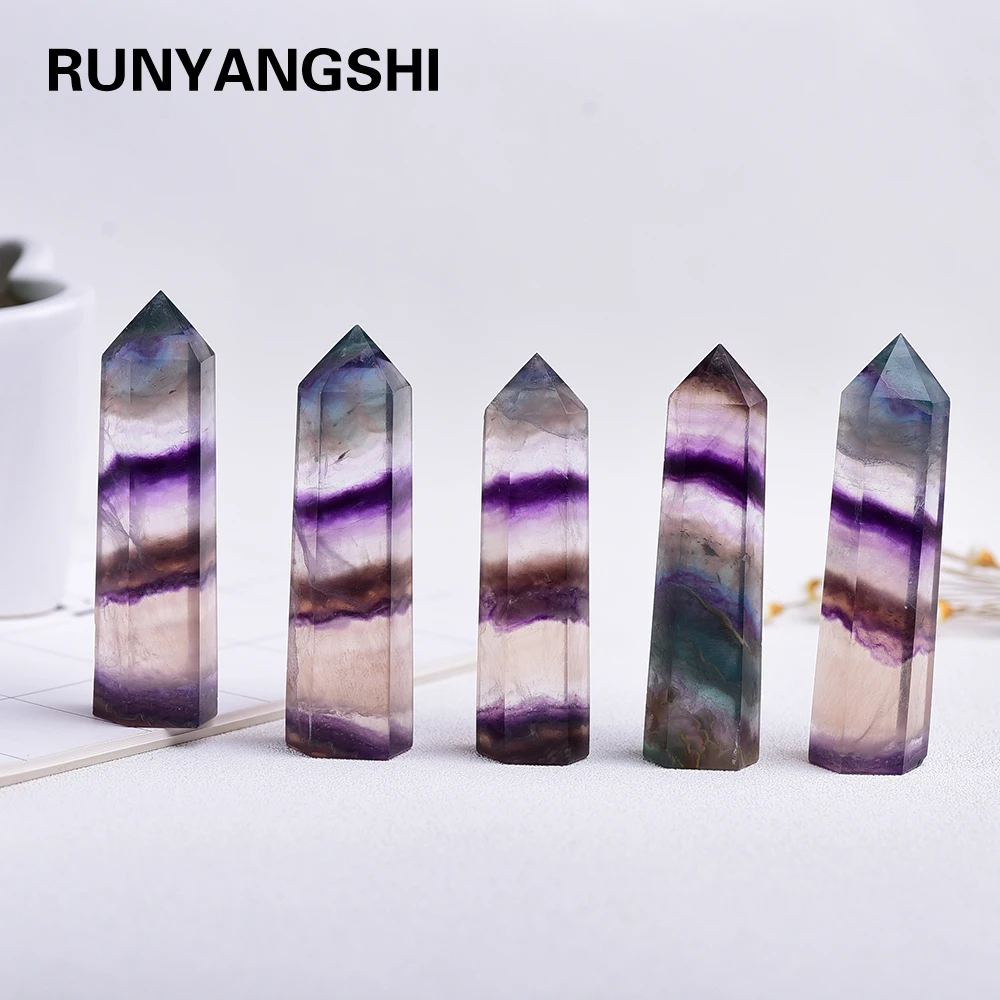 7-9cm Natural coloured fluorite crystal point healing wand and feng shui chakra stones polished crystals | Дом и сад