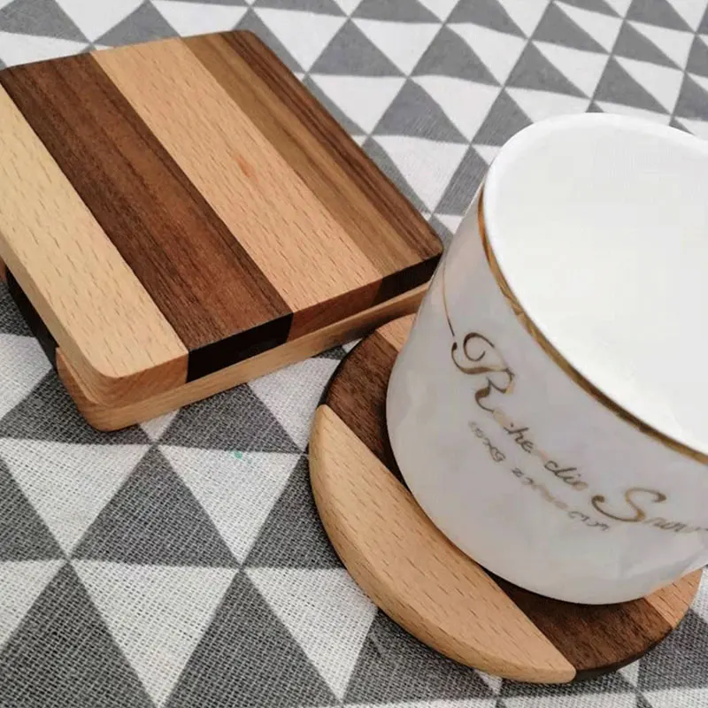 

Wood Coasters Placemats Heat Resistant Drink Cup Insulated Heat Circular Square shaped Pratical Pad Non-slip Durable cup mat