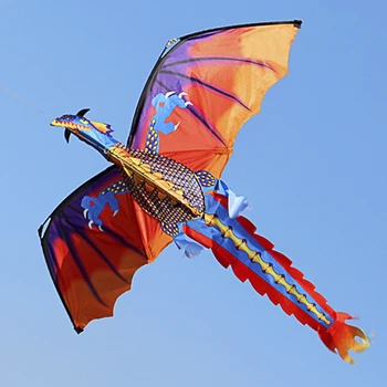 

140cm x 120cm / 55 x 47 Inch Dragon Kite Single Line Flying Kite with Tail 100m Flying Line for Kids Adults Sports Beach