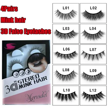 

4 Pairs 3D Silk Mink Lashes Natural Long False Eyelashes Dramatic Volume Fake Lashes Eyelash Extension Women Eyes Makeup