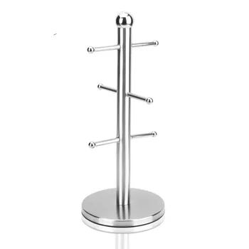 

Stainless steel tree-shaped tree teacup storage rack standing home kitchen cup hanging display beverage rack 6 hooks LB90830