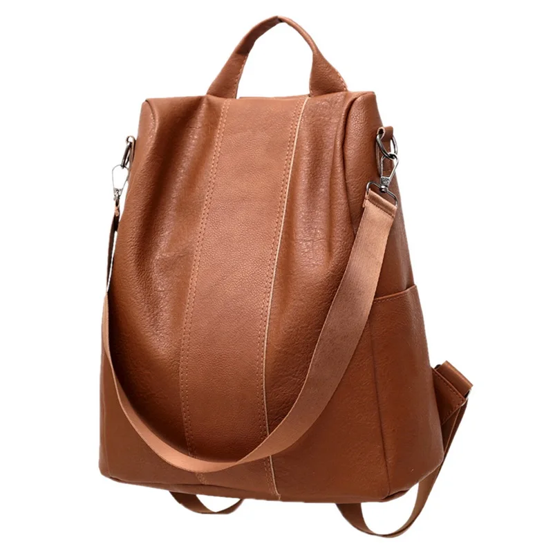 

Women Backpack Ladies Fashion Multi-function Classic PU Leather Portable Backpack Student Simple Solid Color Schoolbag