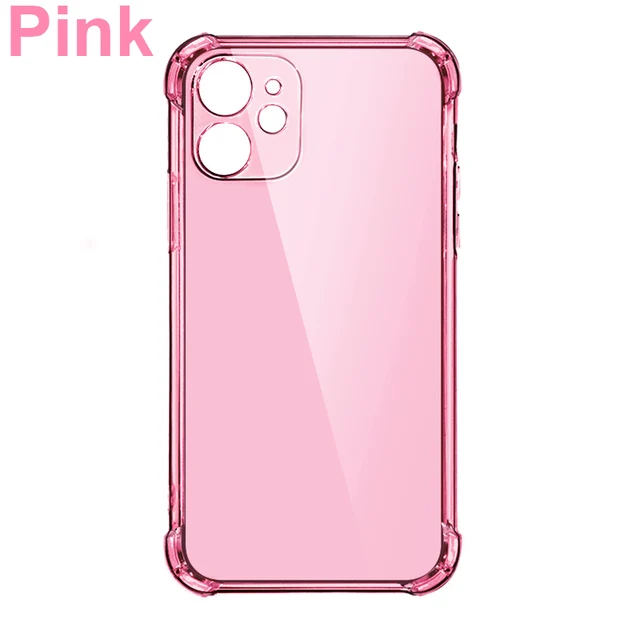 Thick Shockproof Silicone Phone Case on For iPhone 13 12 11 Pro Xs Max Camera Protection Case iPhone X Xr 6s 7 8 Plus Back Cover Pink