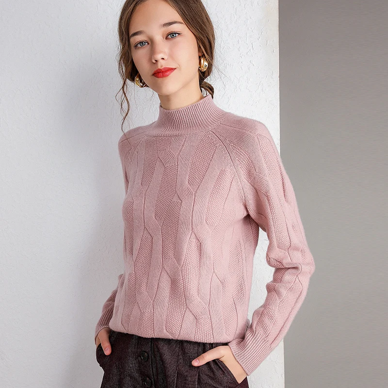 Smpevrg pure wool women sweater female pullover long sleeve turtleneck pullover women sweater pull femme jumper knitted top - Цвет: xiafen