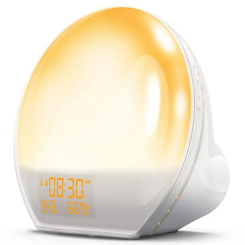 

Wake-Up Light, Sunrise Alarm Clock With Usb Output Interface, Fm Radio, Temp Humidity Monitor, Sunrise And Sunset Fading Night L