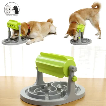

Dog Slow Feeder Toy Interactive Pet Dog Food Treated Toy Pupy Cat IQ Training Puzzle Toy Pet Height Adjustable Roller Funny Toys