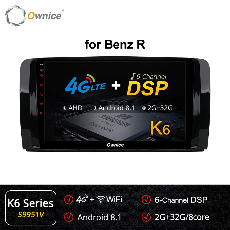 Ownice 360 Panorama Android 9,0 DSP SPDIF k3 k5 k6 автомобильный dvd-плеер gps радио для Mercedes Benz R Class W251 R280 R300 R320 R350 - Color: S9951 K6