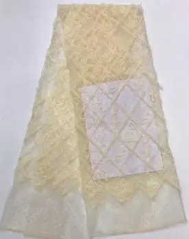 

Soft latest embroidery 3d lace fabric, yellow African lace fabric, 2019 high-quality lace chiffon French lace with 3d flowers