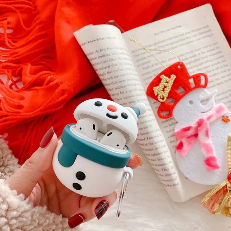 Чехол для Airpod, силиконовый защитный чехол для Apple Airpods 2, милый мультяшный Рождественский Снеговик, чехол, аксессуары для Airpods
