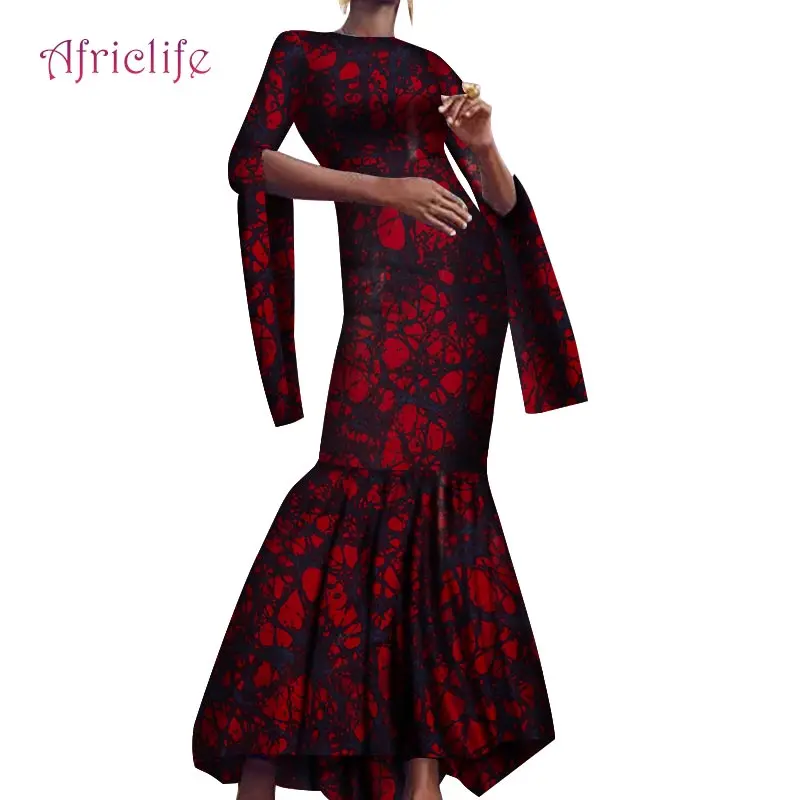 Женское платье из вощеного хлопка с длинным рукавом|Африканская одежда| |