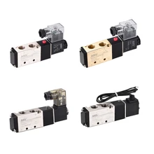 Uxcell 1 шт. Пневматический воздушный электромагнитный клапан 4V110-06 DC 12 V/24 V 5 Way 2 Позиции 1/" PT серебристый