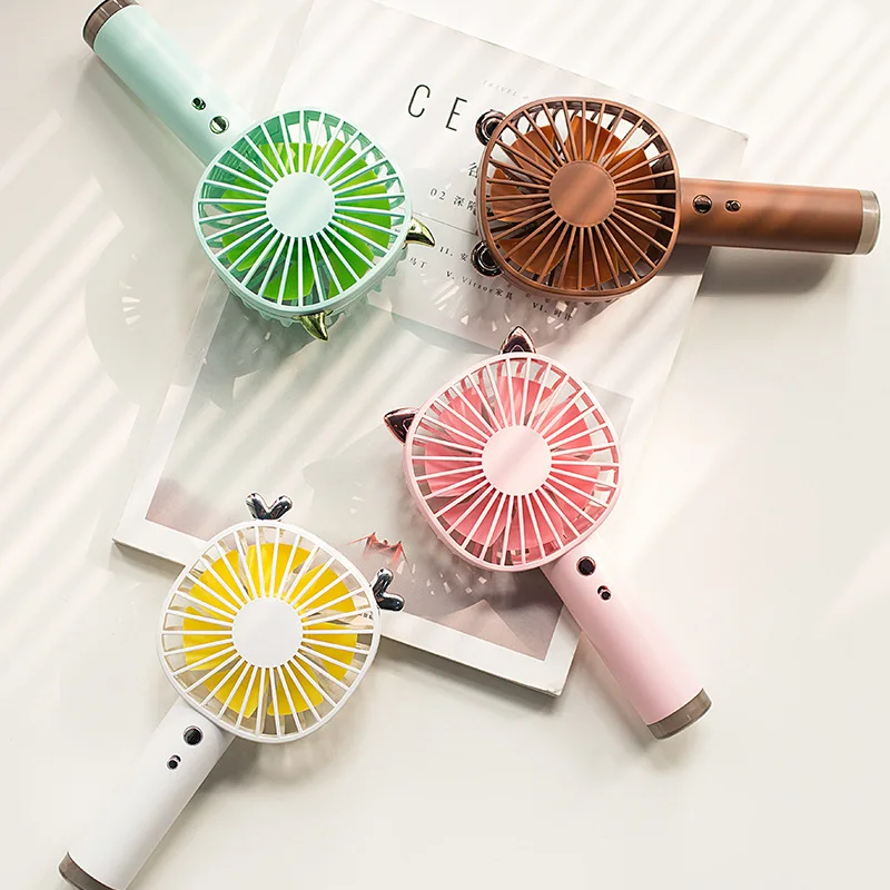 

New Style le baby Mini Fan Hand-Held Desktop Outdoor Colorful Light Chargeable Three Block Mute Portable Electric Fan