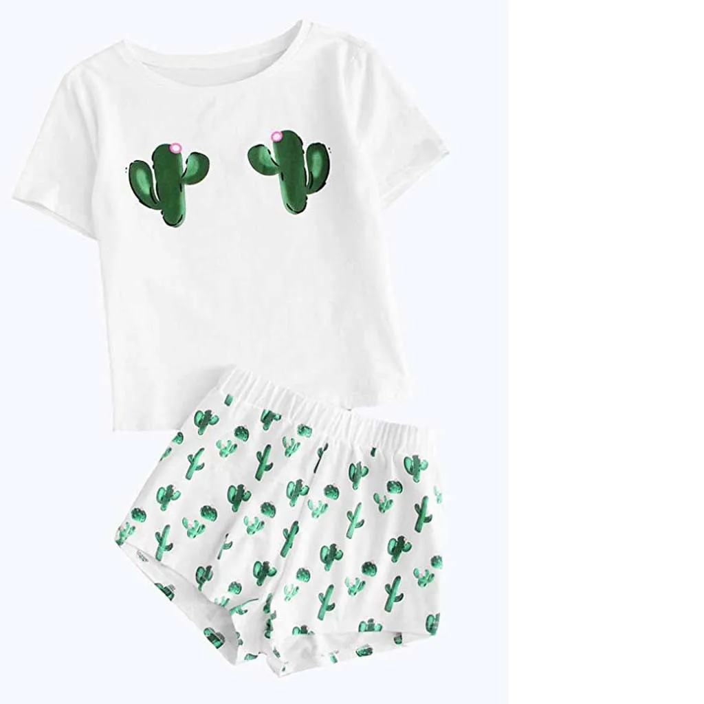 

Sexy lingerie pajamas for women kigurumi home clothes Casual Shorts Short Sleeve Ruffled T-Shirt Sleepwear Nightwear Set h4