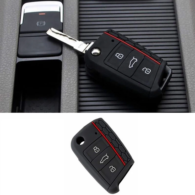 Silicone Car Key Protection Case 3 Buttons Key Cover for Volkswagen VW Golf  7 GTI VII MK7 SKODA Octavia A7 SEAT Leon 5F SC ST - AliExpress