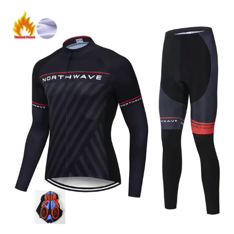 Winter Jersey Suit Зимний комплект из теплого флиса, одежда для велоспорта, NW, мужской костюм из Джерси, спортивный костюм для езды на велосипеде, MTB, одежда, комбинезон, теплые комплекты - Цвет: Winter Jersey Suit