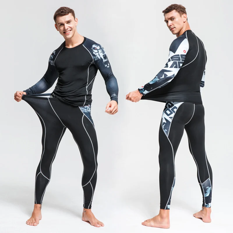 New Men's Thermal Underwear Sports Suit Tights Men Long Johns Jogging Leggings Fitness Gym Clothing Leggings Rashgard male