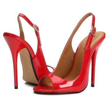

Women Sandals Woman Elegant Peep Toe Ladies Thin Heels Female Classic Slingbacks Buckle High Heels Shoes Plus Size 2020