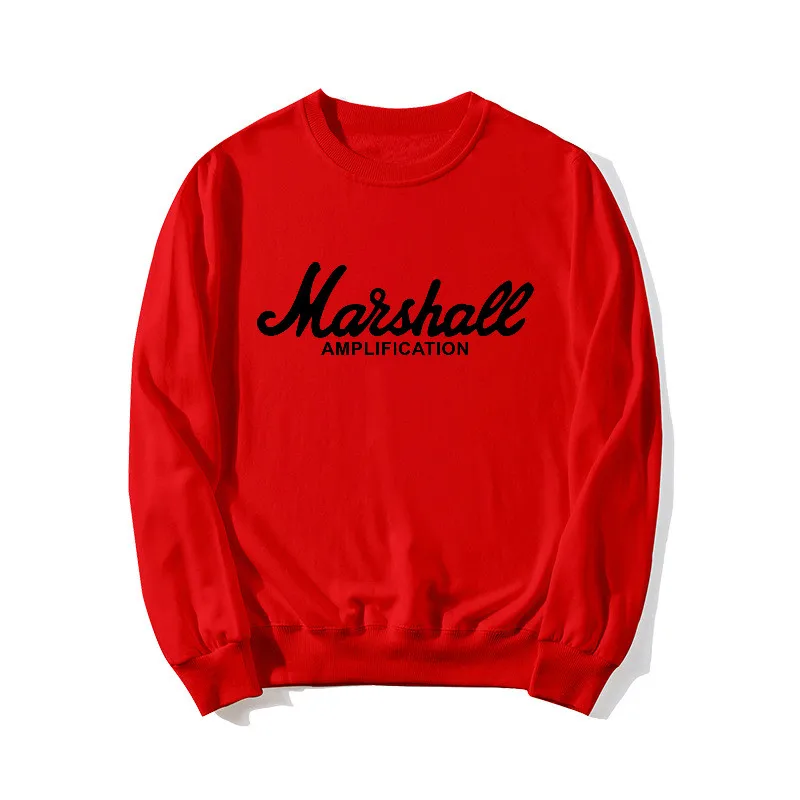 Женские толстовки с капюшоном, новая осенняя Толстовка с принтом MARSHALL Amplication, пуловер с круглым вырезом, женский спортивный костюм размера плюс S-3XL, одежда - Цвет: Red-H