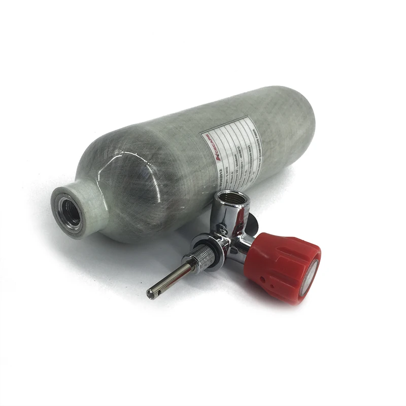 AC30119 Pcp Scuba Tank Pcp Carbon Fiber 1.1L 300Bar Grey Cylinder With Red Valve For Paintball Air Gun Cylinders Diving