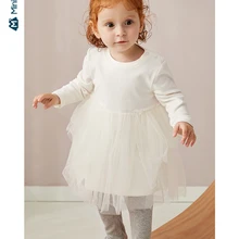 Minibalabala/платье с мозаикой для малышей; Новинка г.; осеннее платье феи из эластичной сетки для маленьких девочек; платье для новорожденных