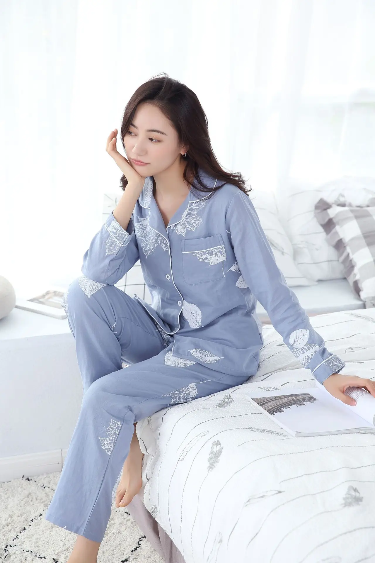 Пижамы для женщин пижама женская хлопковые пижамы для женщин домашний костюм новинка домашняя одежда женские пижамы, одежда для сна с длинными рукавами, пижамный комплект, женская пижама из двух частей