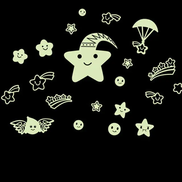 Fluorescent Wall Stick Star Smiley Face Children S Room Refrigerator Glow In Dark Noctilucent Wallpaper Removable Moon Castle Wall Stickers Aliexpress