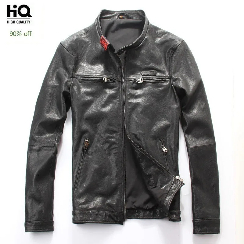 

2020 Motor Biker Vantange Natural Cow Leather Jacket Slim Fit Genuine Leather Short Zippers Outwear Real Leather Coats