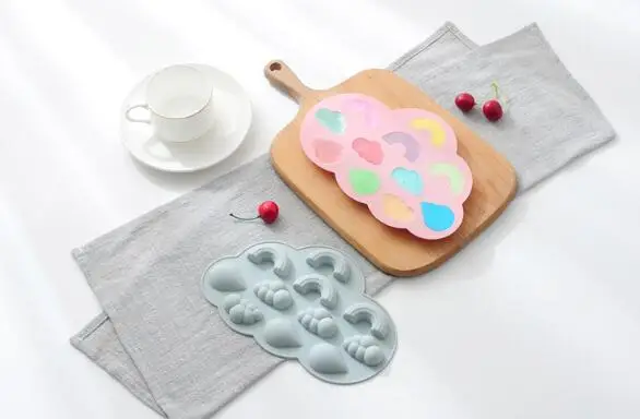 

С изображением облака и капель дождя силикагель для выпекания хлебобулочных изделий шоколадная форма льда проверки леденец, пудинг льда прессформы